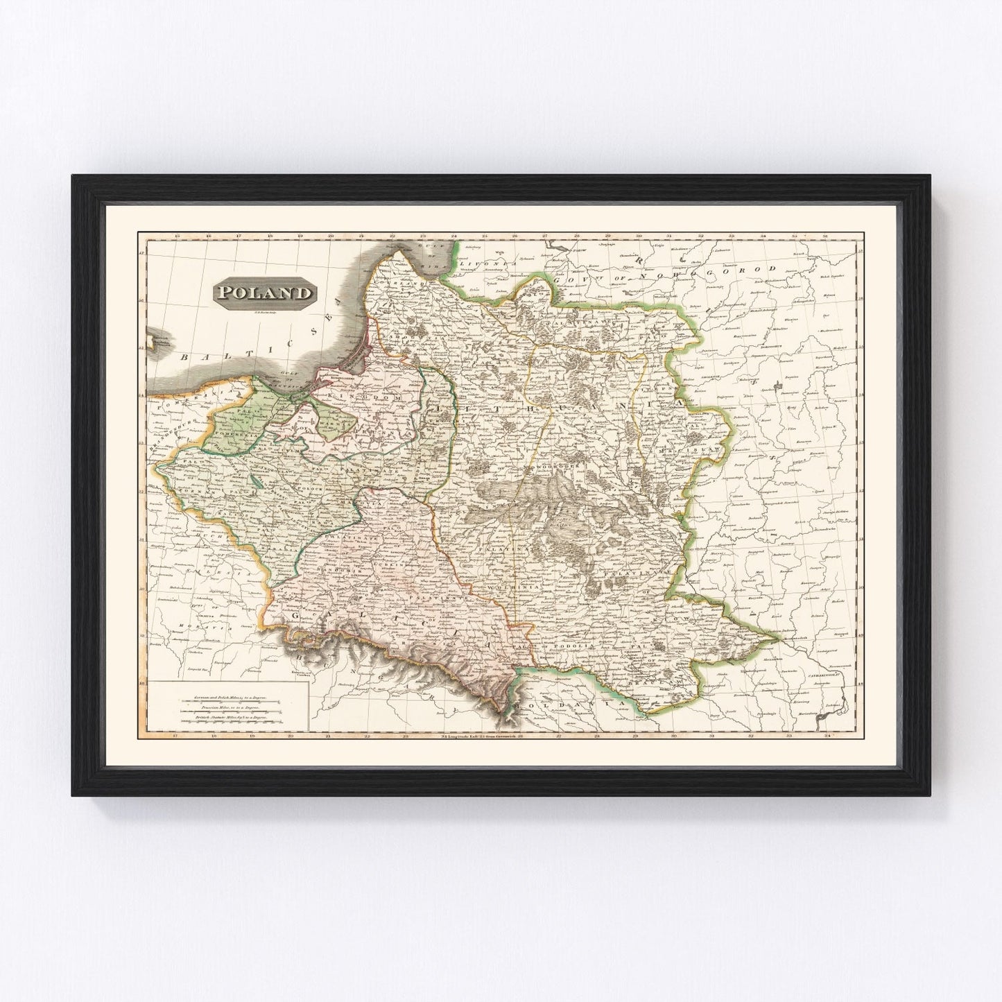 vintage map of Poland, 1814
