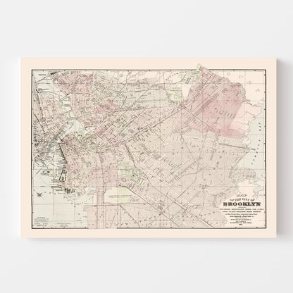 Vintage Map of Brooklyn, New York, 1891