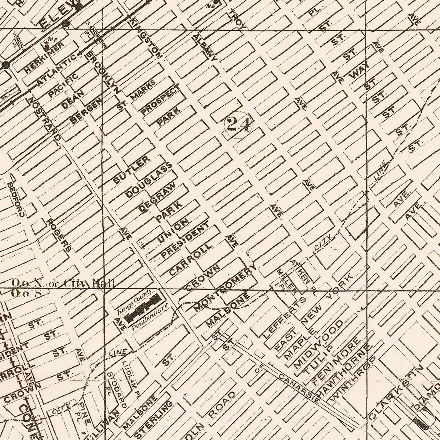 Vintage Map of Brooklyn, New York, 1891