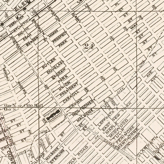 Vintage Map of Brooklyn, New York, 1891