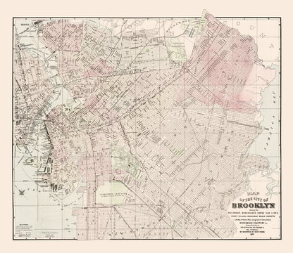 Vintage Map of Brooklyn, New York, 1891