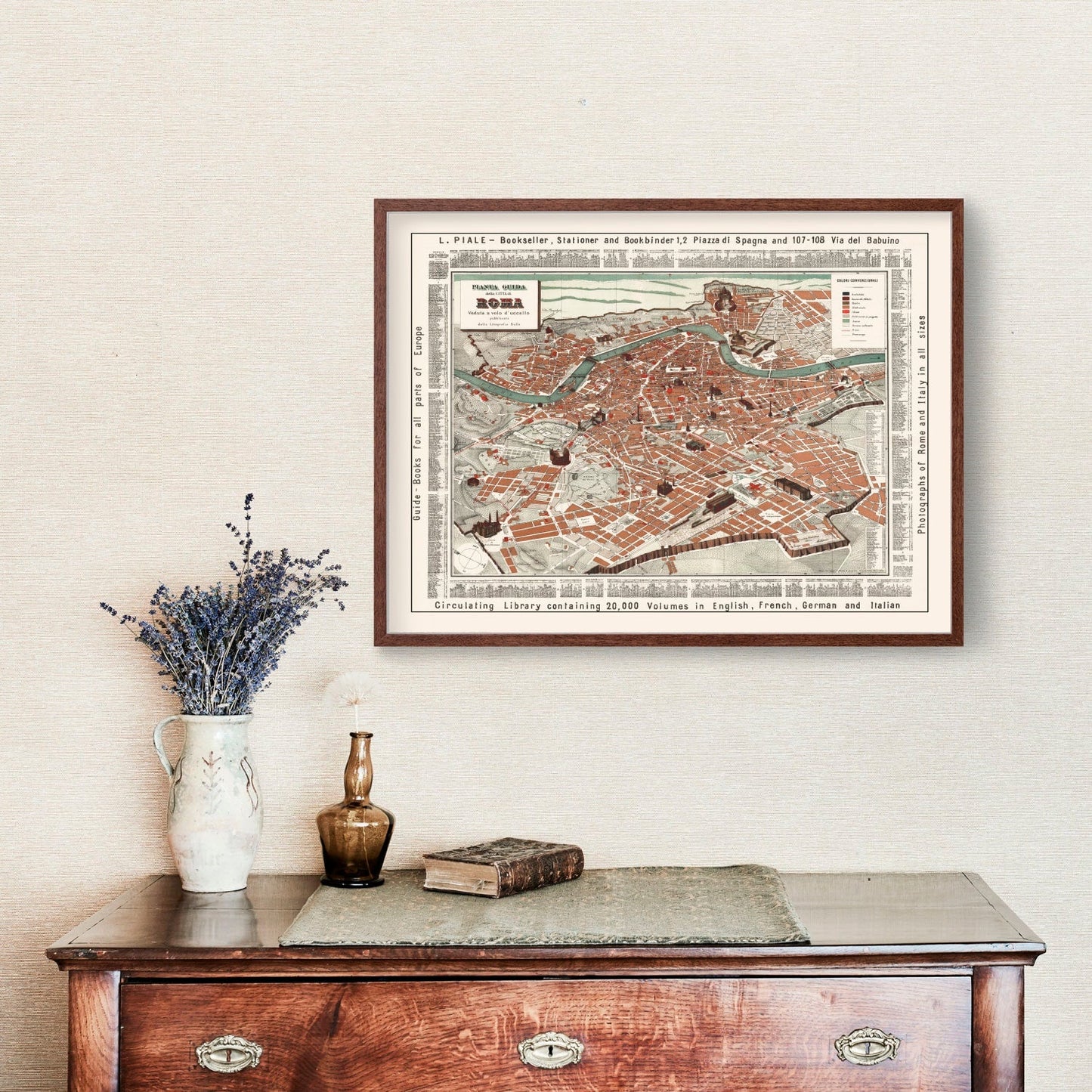 Vintage Map of Rome, Italy, 1885