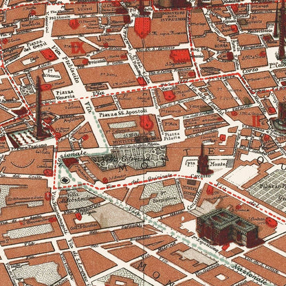 Vintage Map of Rome, Italy 1885