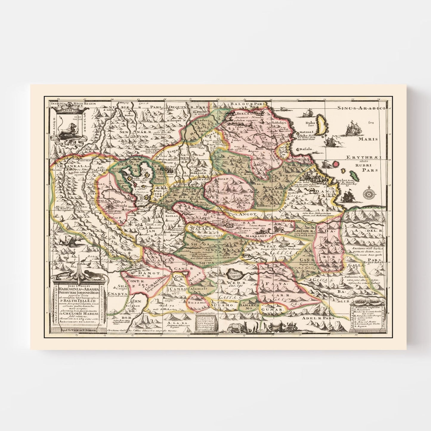 Vintage Map of the Source of the Nile, Ethiopia, 1683