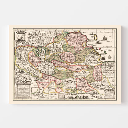 Vintage Map of the Source of the Nile, Ethiopia, 1683
