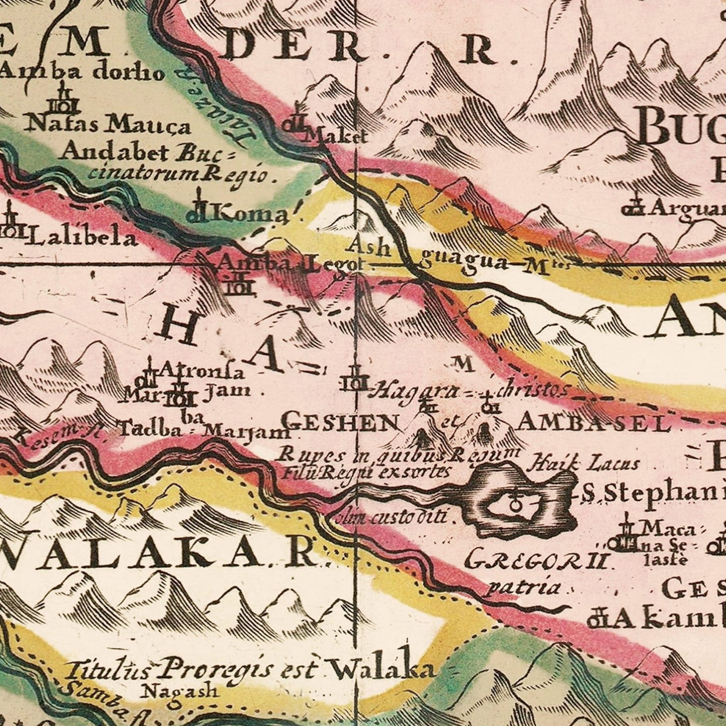 Vintage Map of the Source of the Nile, Ethiopia, 1683