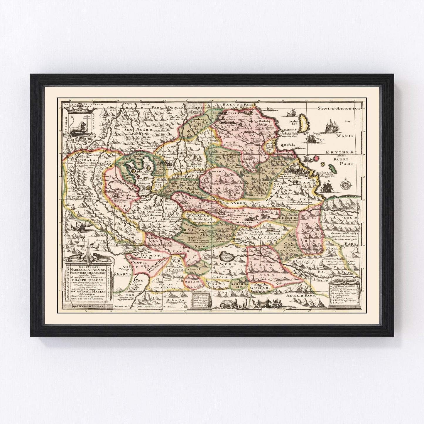 Vintage 1683 Source of the Nile Ethiopia map, digitally restored print
