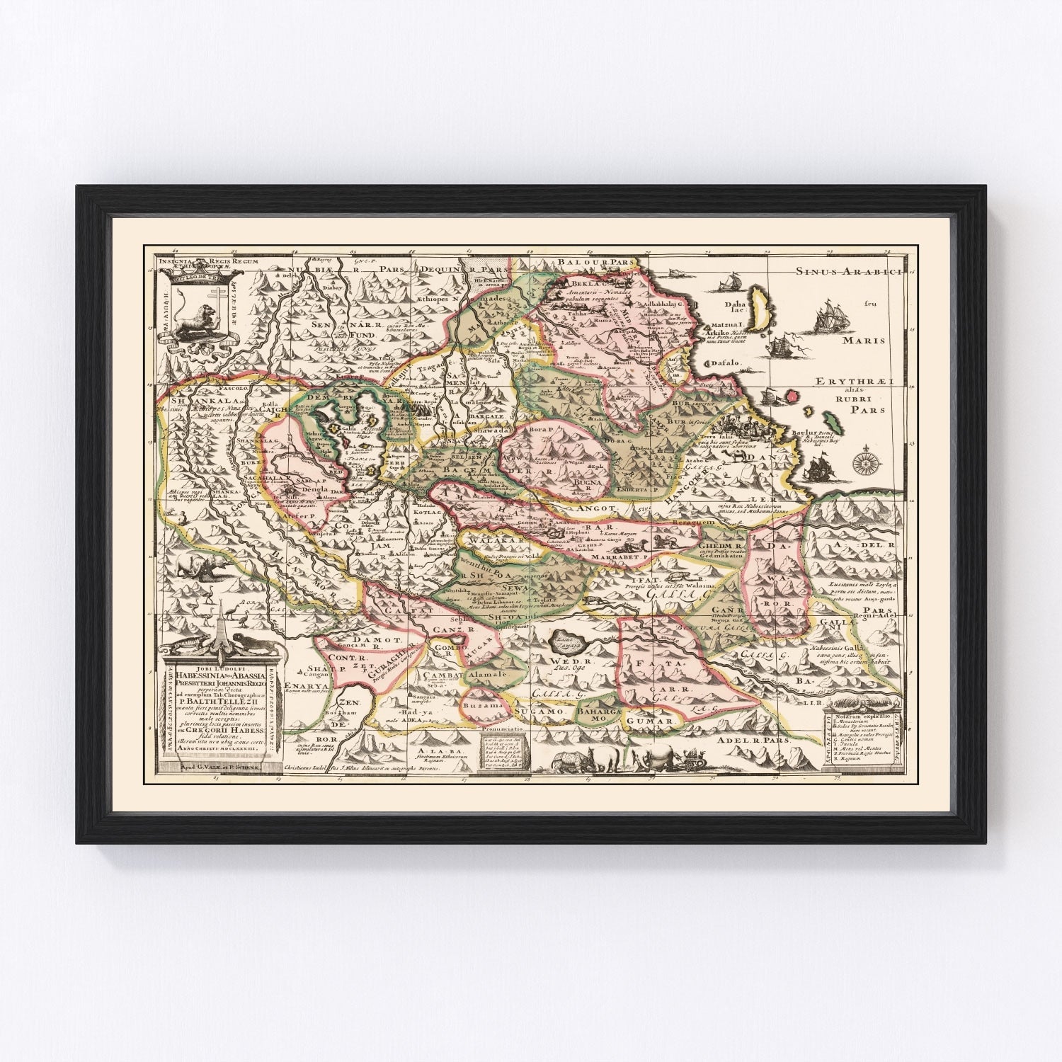 Vintage 1683 Source of the Nile Ethiopia map, digitally restored print