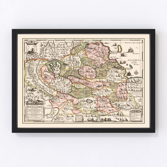 Vintage 1683 Source of the Nile Ethiopia map, digitally restored print