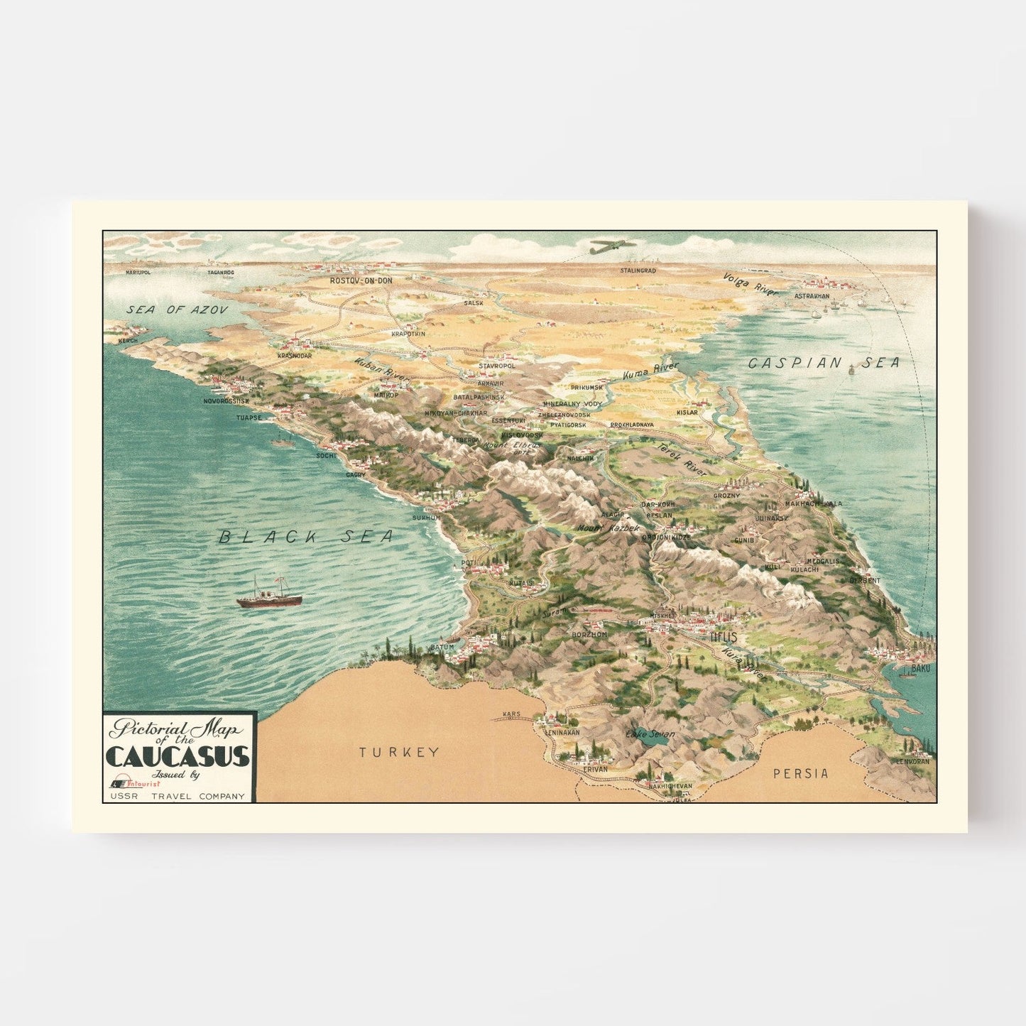Vintage Caucasus Region Map, 1930