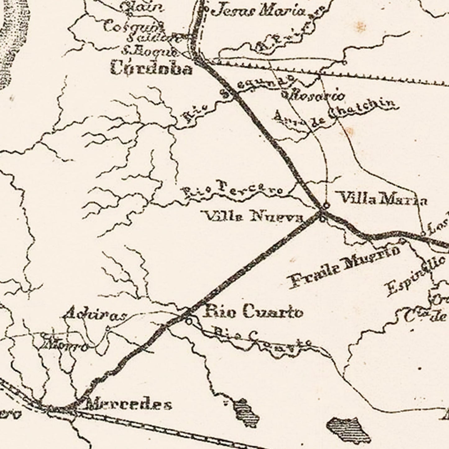 Vintage Map of Argentina, 1876