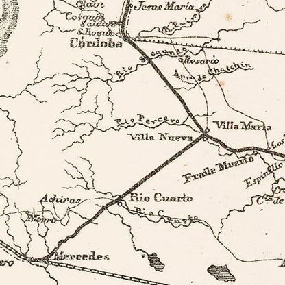 Vintage Map of Argentina, 1876