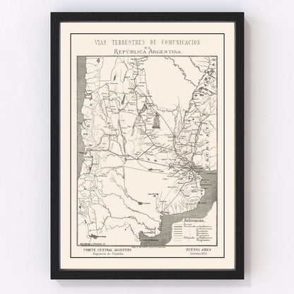 vintage map of Argentina, 1876