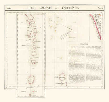Vintage Maldive Archipelago Map, 1827