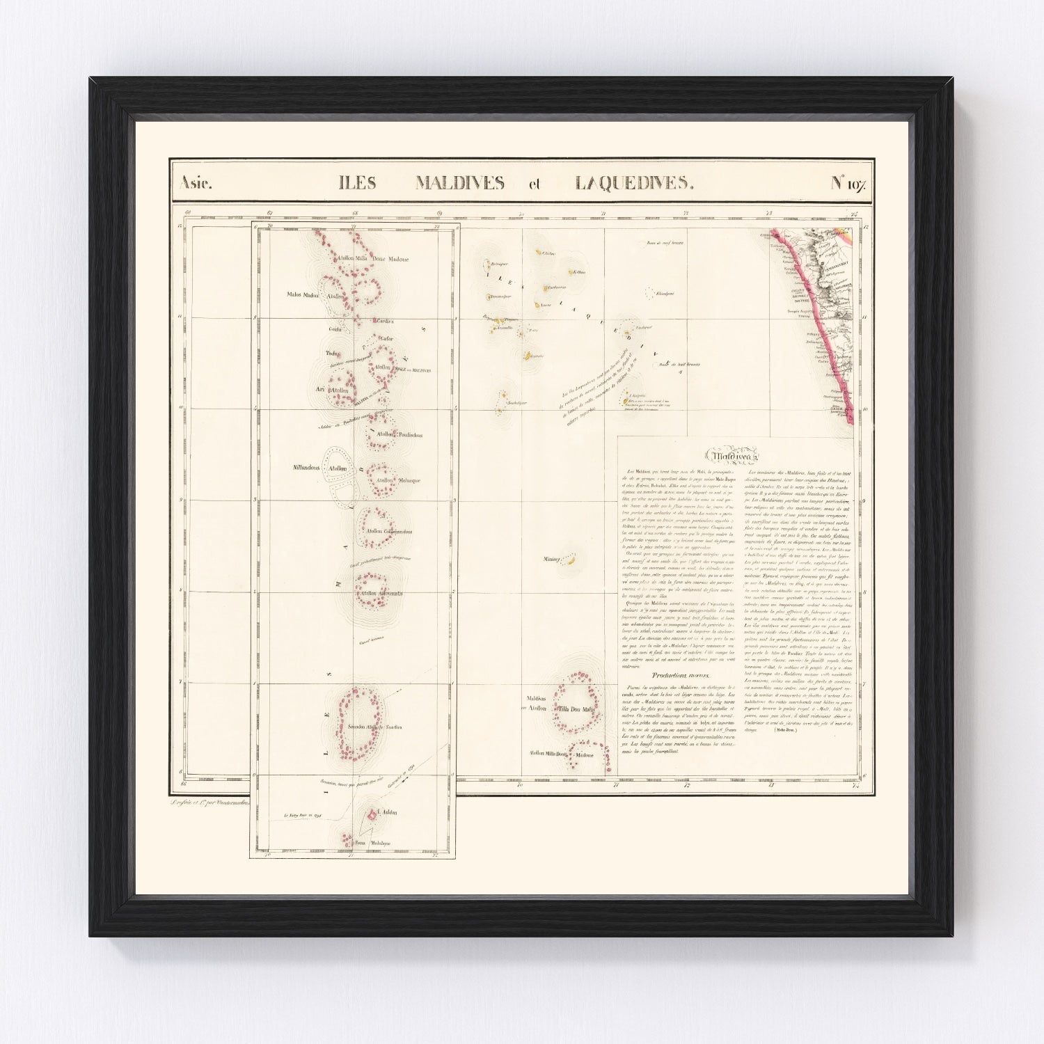 Vintage map of the Maldive Archipelago, 1827