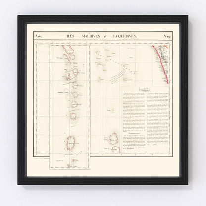 Vintage map of the Maldive Archipelago, 1827
