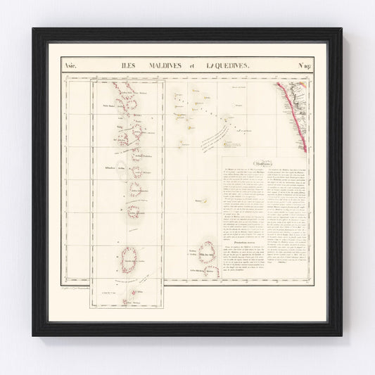 Vintage map of the Maldive Archipelago, 1827