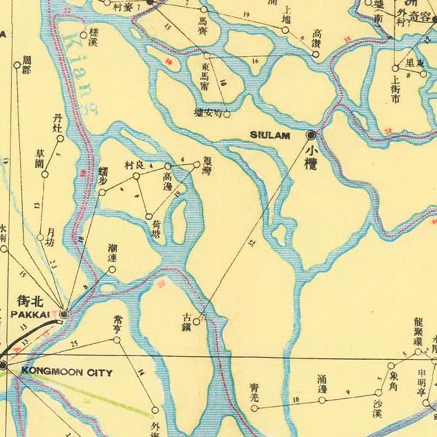 Vintage Guangdong, China Map, 1933