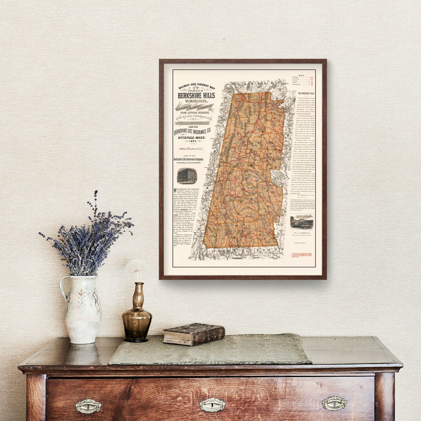 Vintage Map of the Berkshires, Massachusetts, 1896