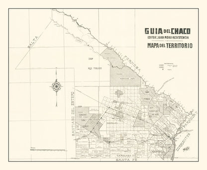 Vintage Chaco Province, Argentina Map, 1920