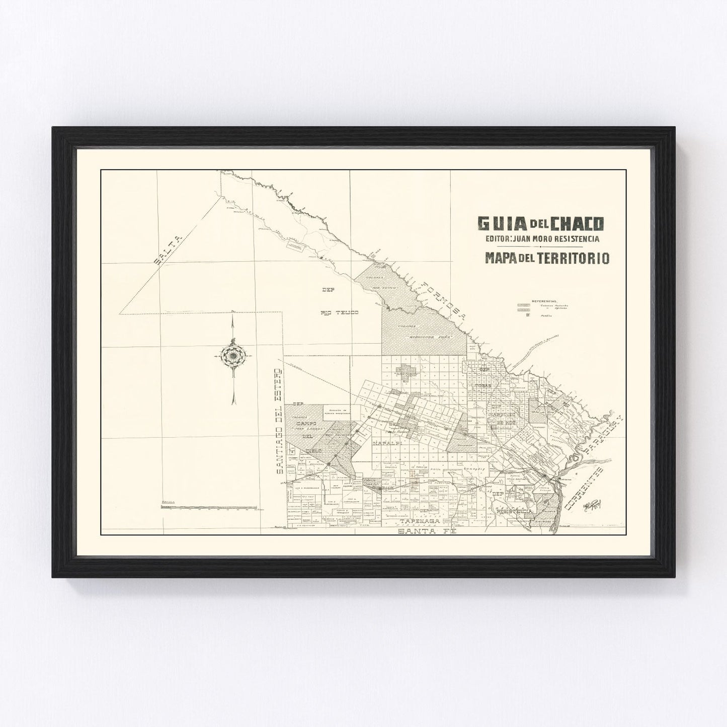 Restored vintage map of Chaco Province, Argentina, 1920