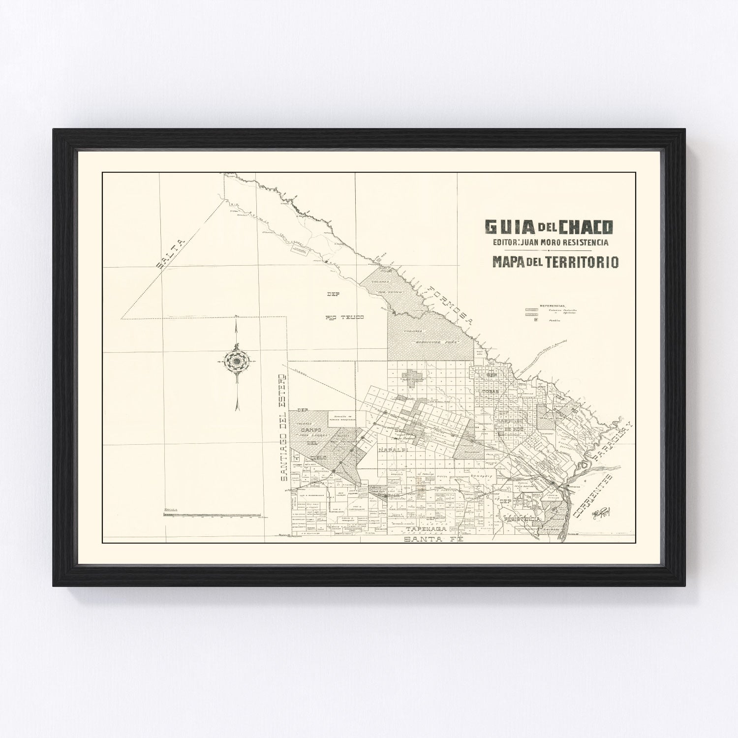 Restored vintage map of Chaco Province, Argentina, 1920