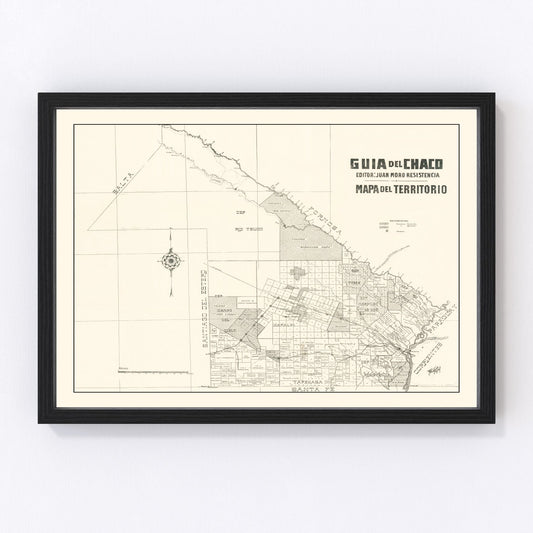 Restored vintage map of Chaco Province, Argentina, 1920