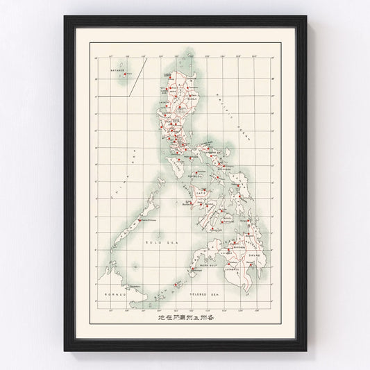 Vintage map of the Philippines, 1910