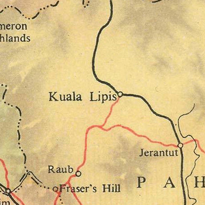 Vintage Malay Peninsula Map, 1955