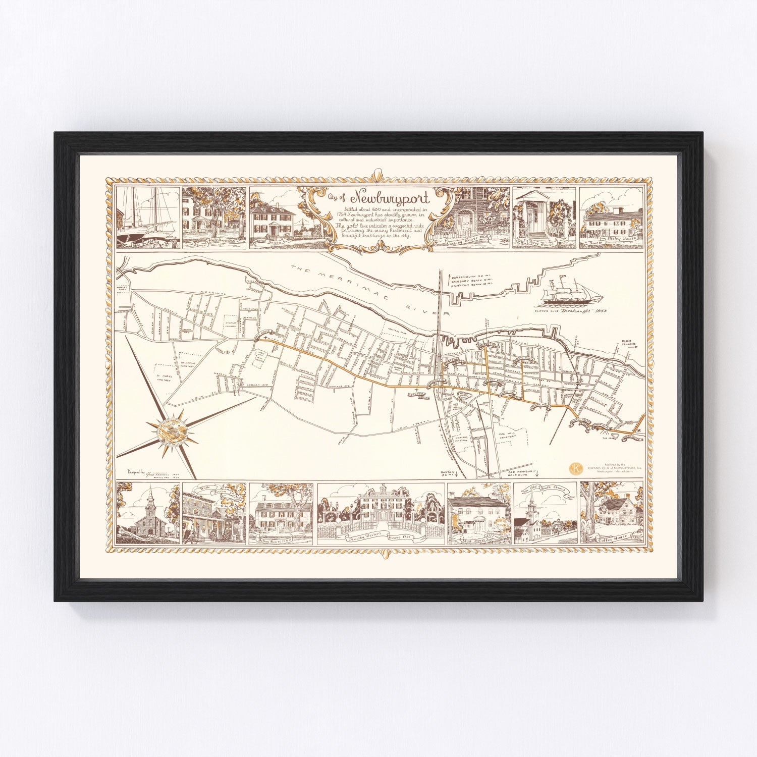 Vintage map of Newburyport, Essex County, Massachusetts, 1955