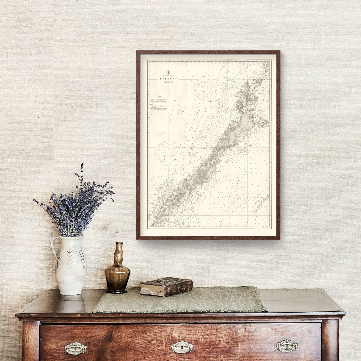 Vintage Map of Palawan Island, Philippines, 1938