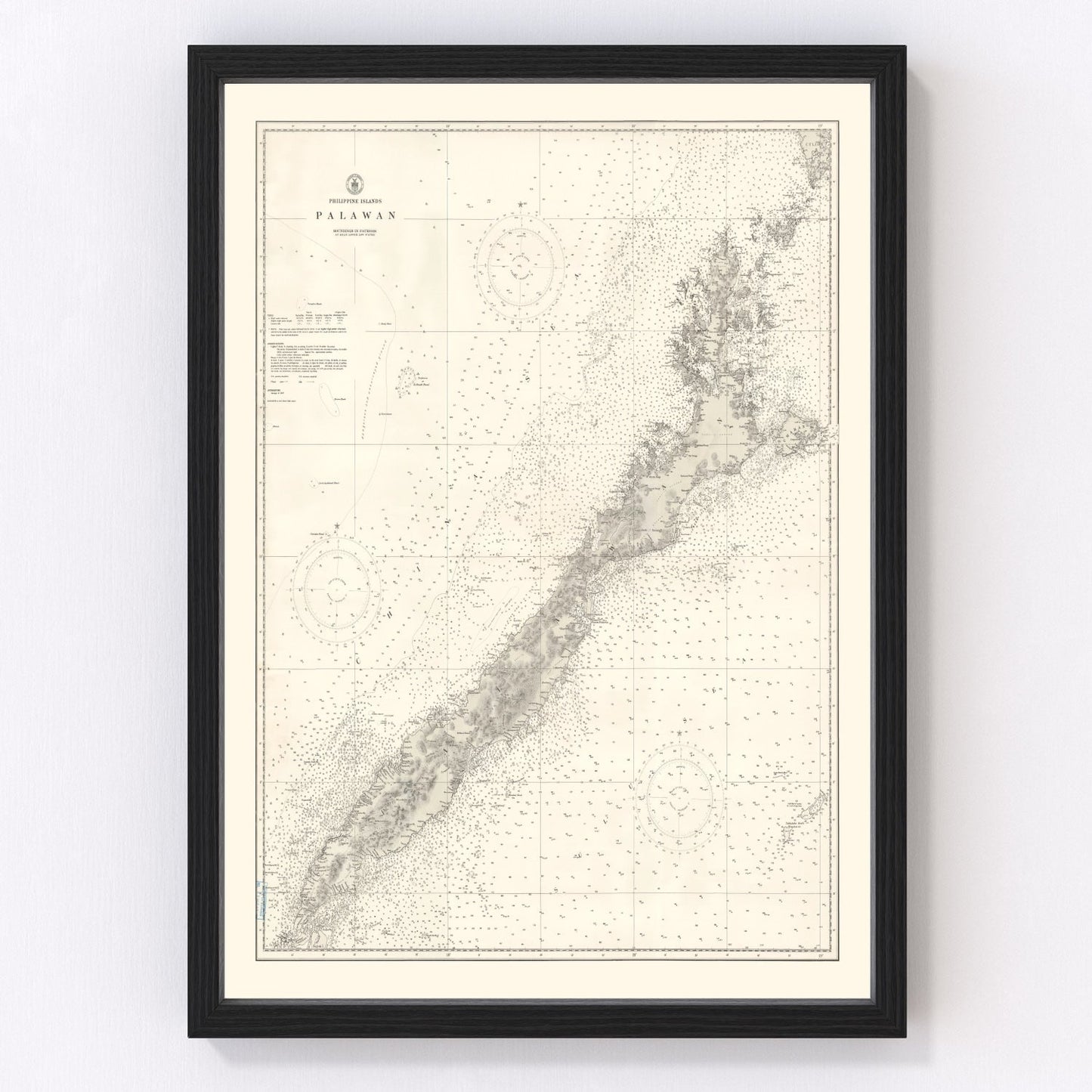 vintage map of Palawan Island, Philippines, 1938