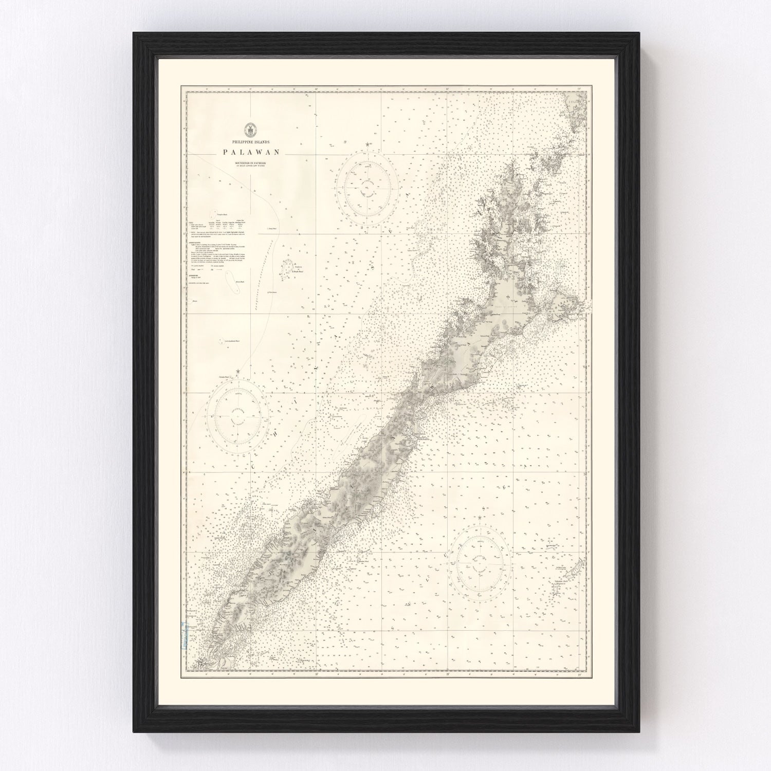 vintage map of Palawan Island, Philippines, 1938