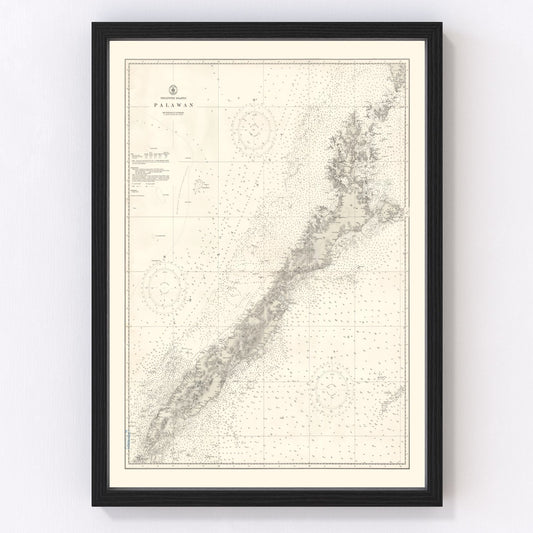 vintage map of Palawan Island, Philippines, 1938