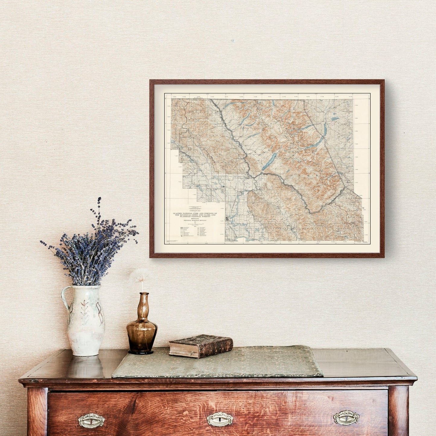 Vintage Glacier National Park Map, 1935