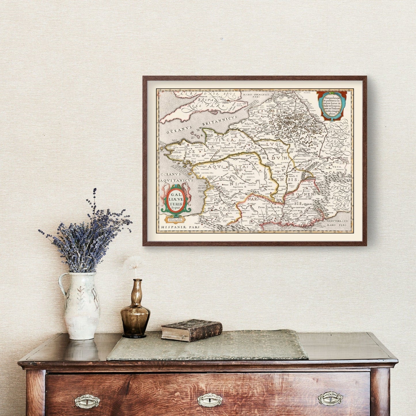 Vintage Map of Ancient Gaul, 1662