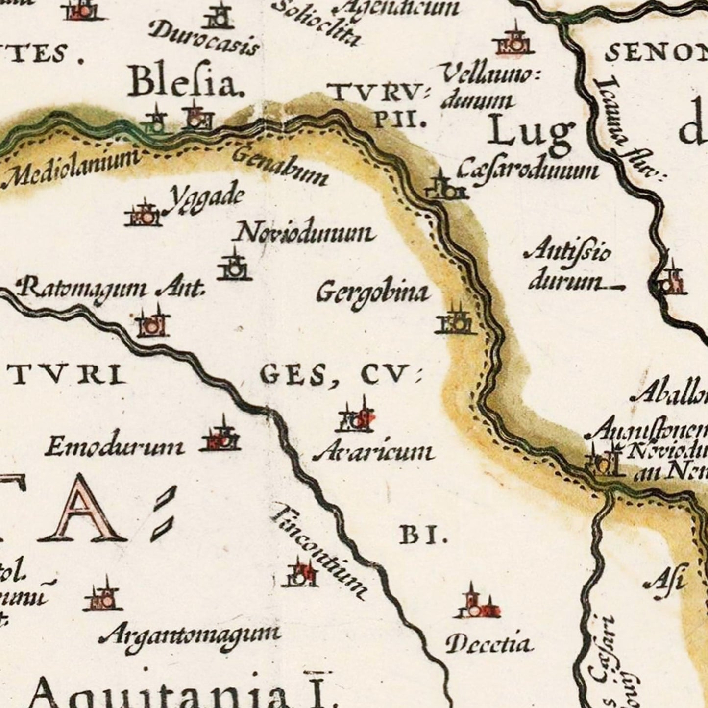 Vintage Map of Ancient Gaul, 1662
