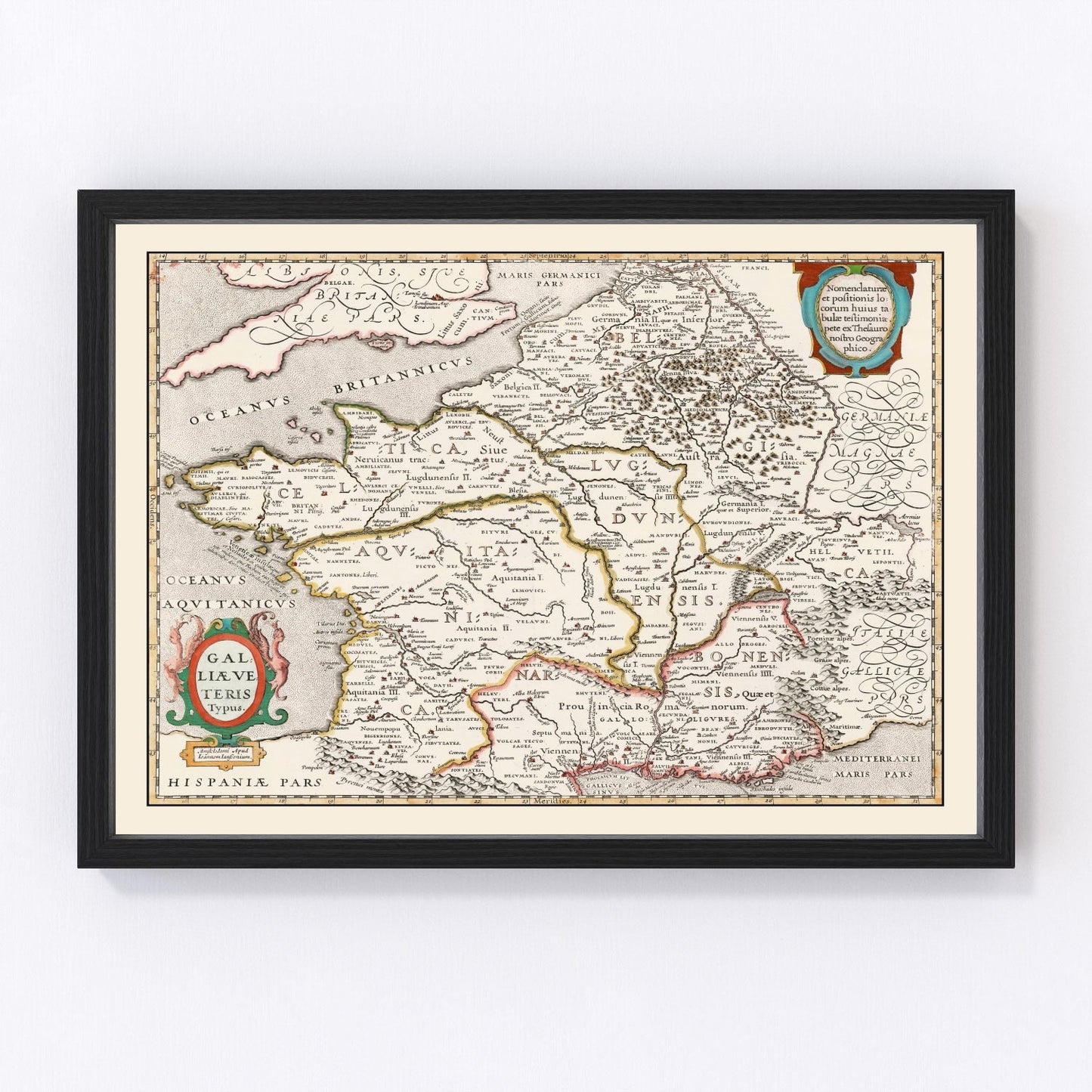 Vintage map of Ancient Gaul, 1662 - restored 17th-century Roman France cartography