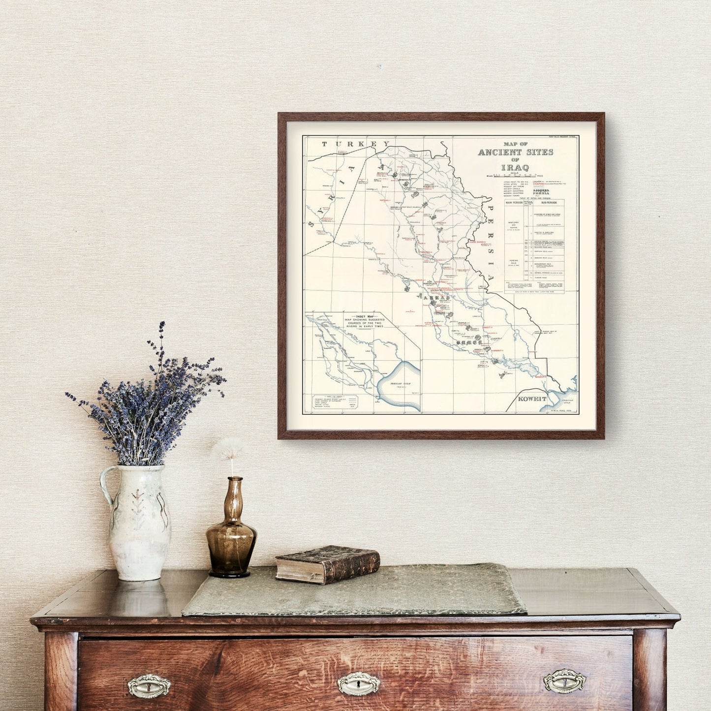 Vintage Map of the Ancient Sites of Iraq, 1929
