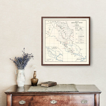 Vintage Map of the Ancient Sites of Iraq, 1929