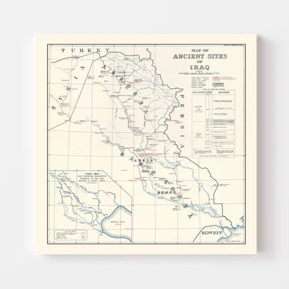 Vintage Map of the Ancient Sites of Iraq, 1929