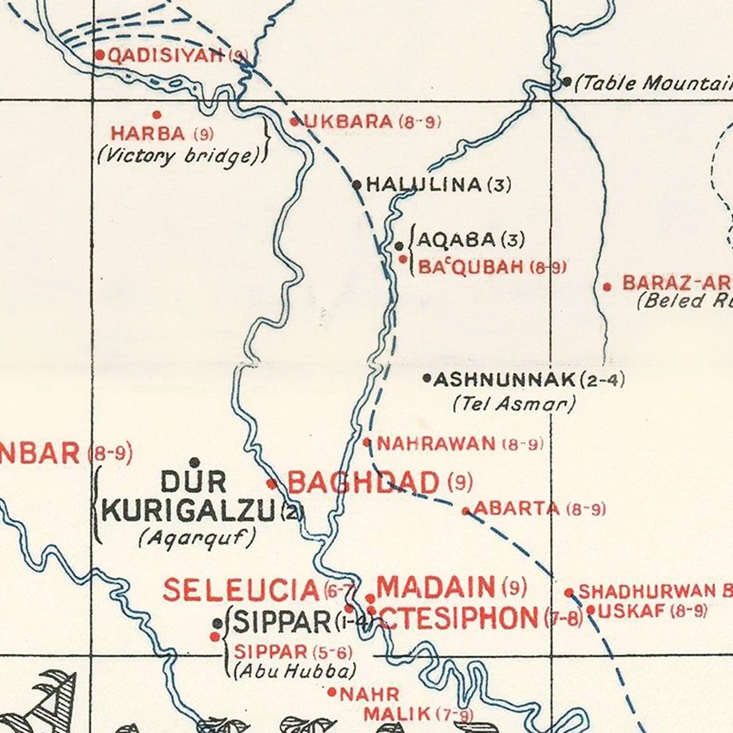 Vintage Map of the Ancient Sites of Iraq, 1929
