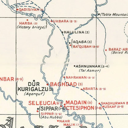 Vintage Map of the Ancient Sites of Iraq, 1929