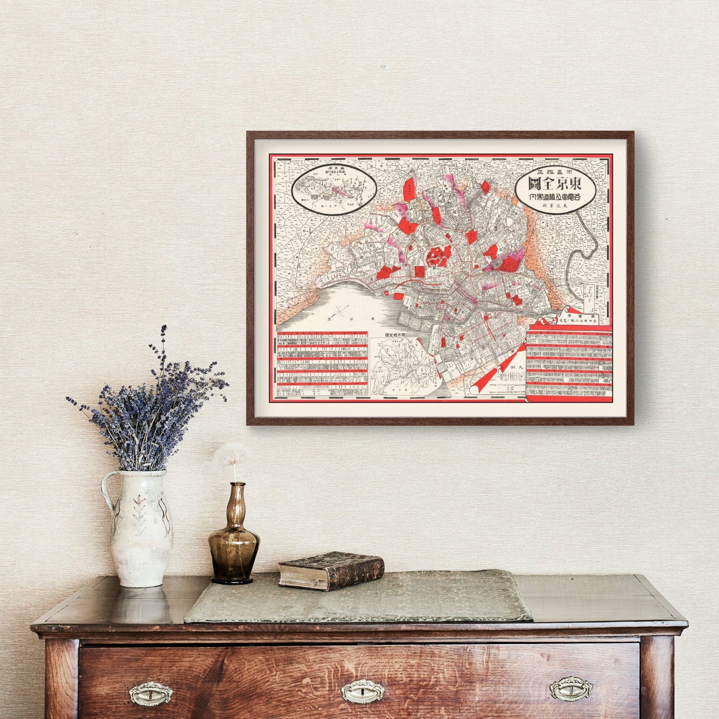 Vintage Map of Tokyo, Japan, 1908