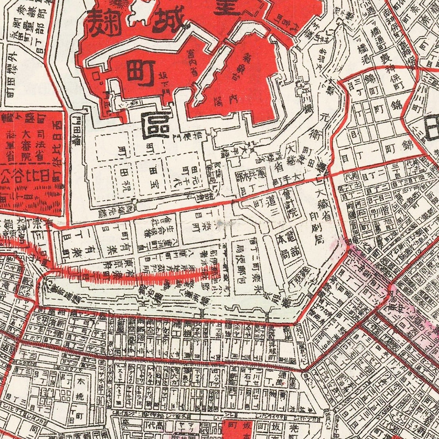 Vintage Map of Tokyo, Japan, 1908