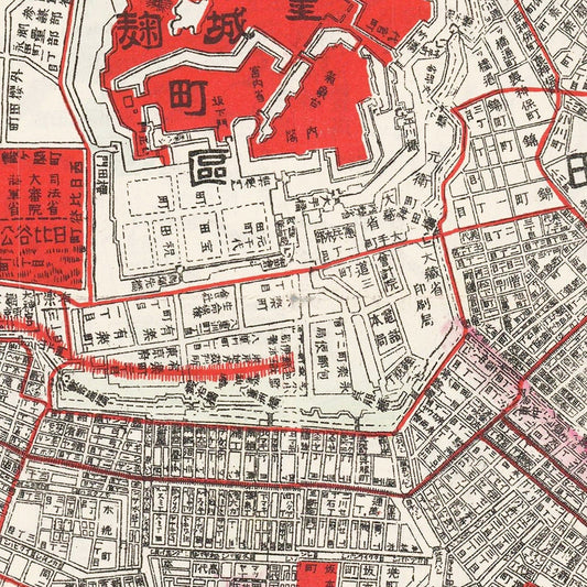 Vintage Map of Tokyo, Japan, 1908