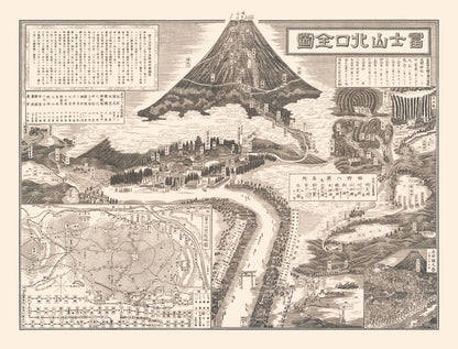 Vintage Map of Mount Fuji, Japan, 1933