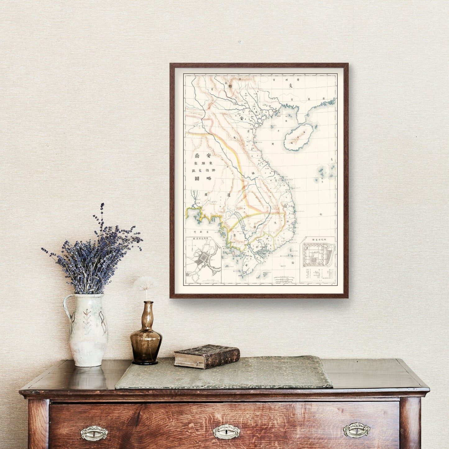 Vintage Vietnam and Cambodia Map, 1881