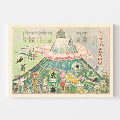 Vintage Map of Mount Fuji, Japan, 1954