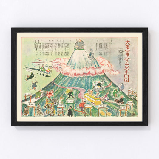 vintage map of Mount Fuji, Japan, 1954